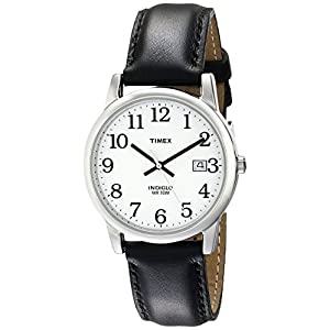 Timex Men's T2H281 Easy Reader Black Leather Strap Watch