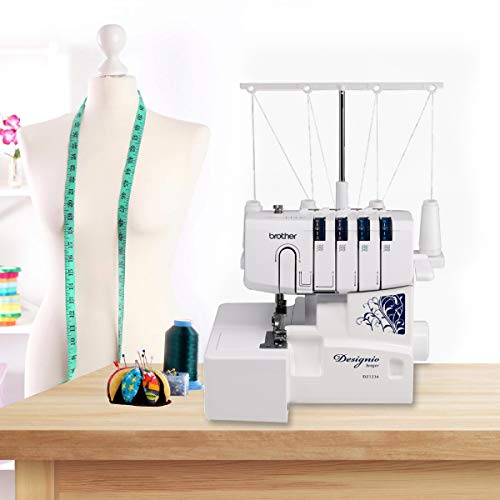 Brother Serger, DZ1234, Metal Frame Overlock Machine, 1,300 Stitches Per Minute, Removeable Trim Trap, 3 Included Accessory Feet and 2 Sets of Starter Thread