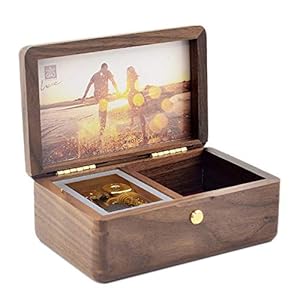 Sinzyo Custom Photo You are My Sunshine Wood Jewelry Music Box for Christmas/Birthday Gift - You are My Sunshine (Walnut Wood)