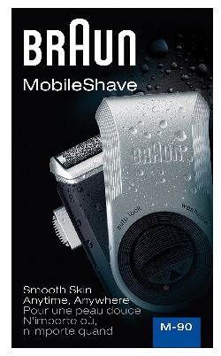 Braun M90 Mobile Shaver for Precision Trimming, Great for Travel, Black/Silver; ASIN: B002TQ4AO0