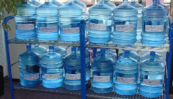 Survival water stored in sealed jugs