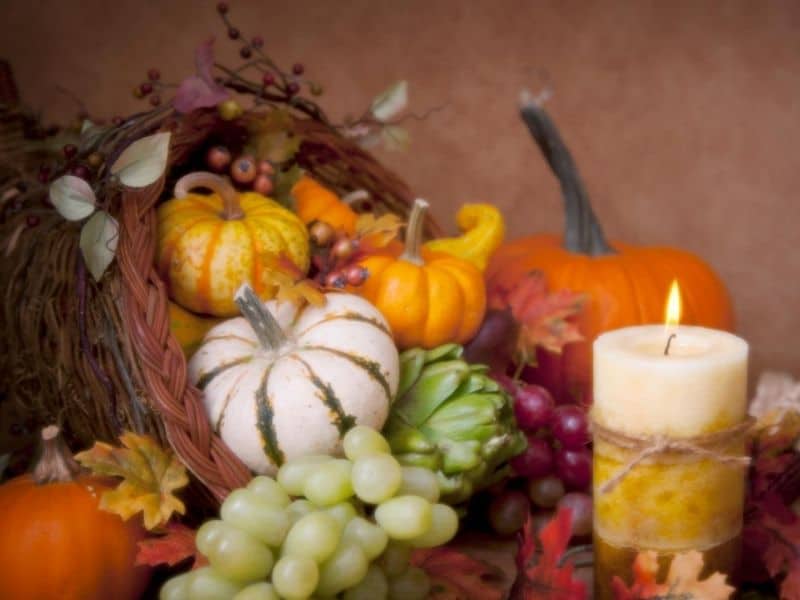 Cornucopia centerpiece  wiht candle