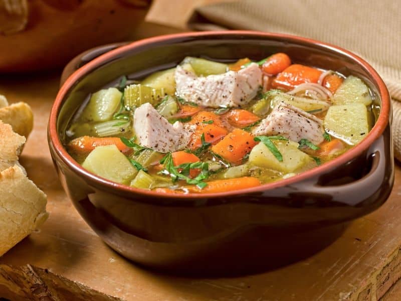 Turkey soup made with leftovers