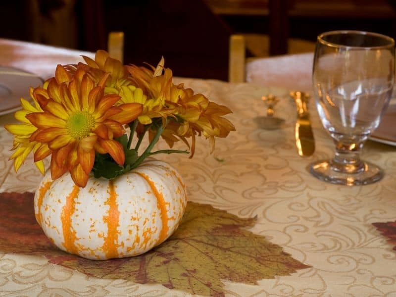 Pumpkin decoration for the Thanksgiving dinner table